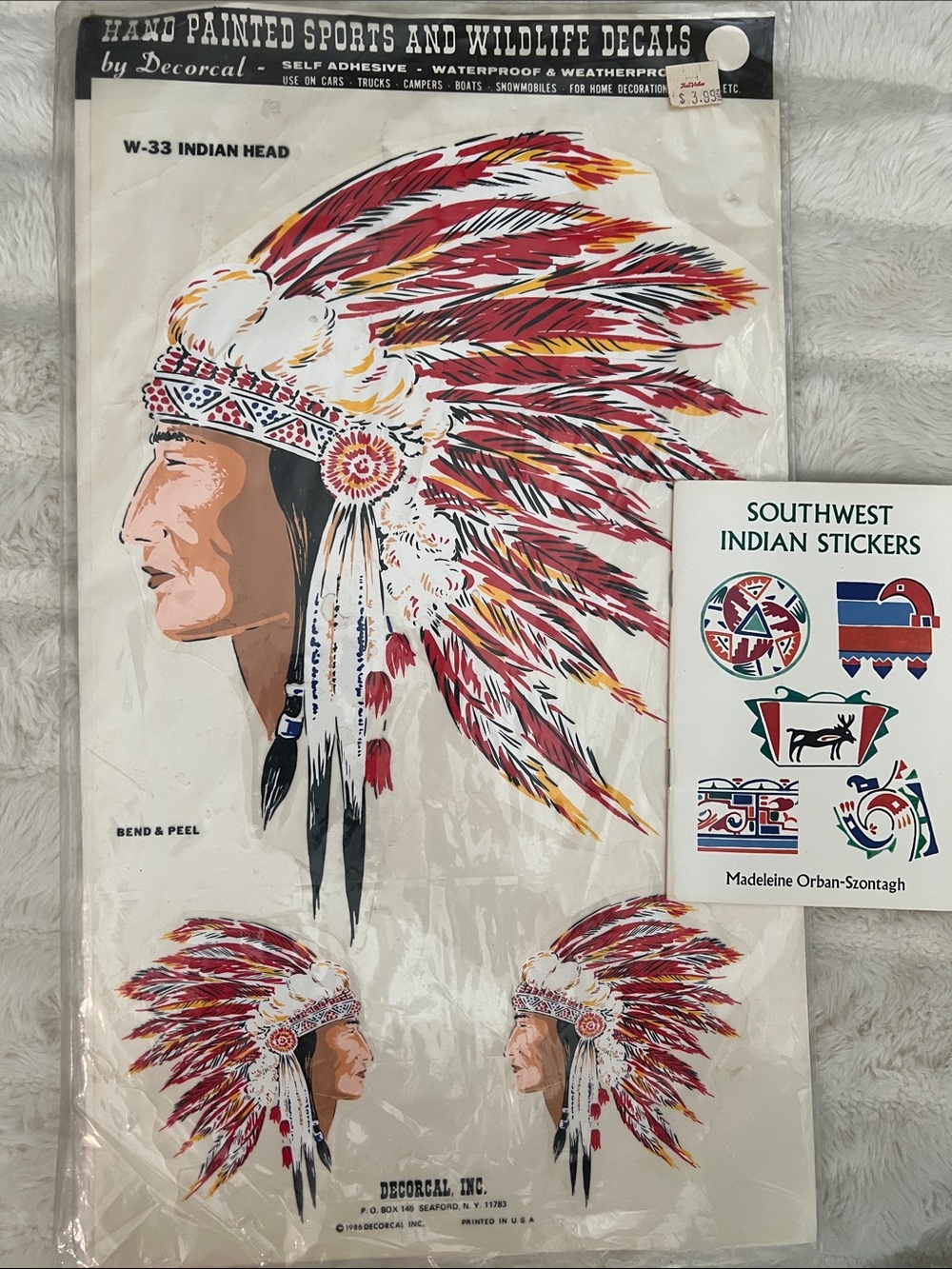 Vtg Native American Decal & Sticker Lot 1983 Decorcal Mylar Dover Book NOS